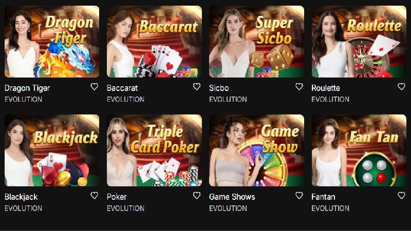 Evolution cung cấp các tựa game chất lượng cao